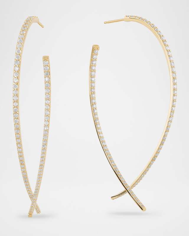 Large Front-Back Upside Down Diamond Hoop Earrings